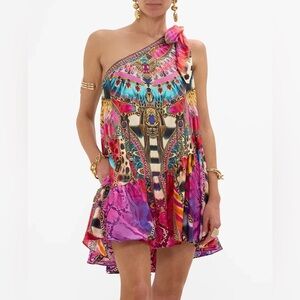 $549 New Camilla tie one shoulder short dress Sahara supernatural
